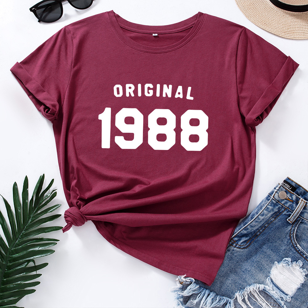 Original 1988 Letter Print Women T Shirt Short Sleeve O Neck Loose Women Tshirt Ladies Tee Shirt Tops Clothes Camisetas Mujer