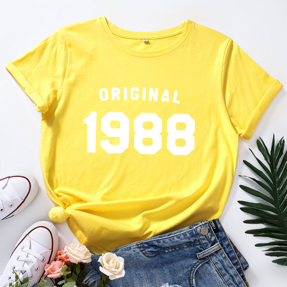 Original 1988 Letter Print Women T Shirt Short Sleeve O Neck Loose Women Tshirt Ladies Tee Shirt Tops Clothes Camisetas Mujer