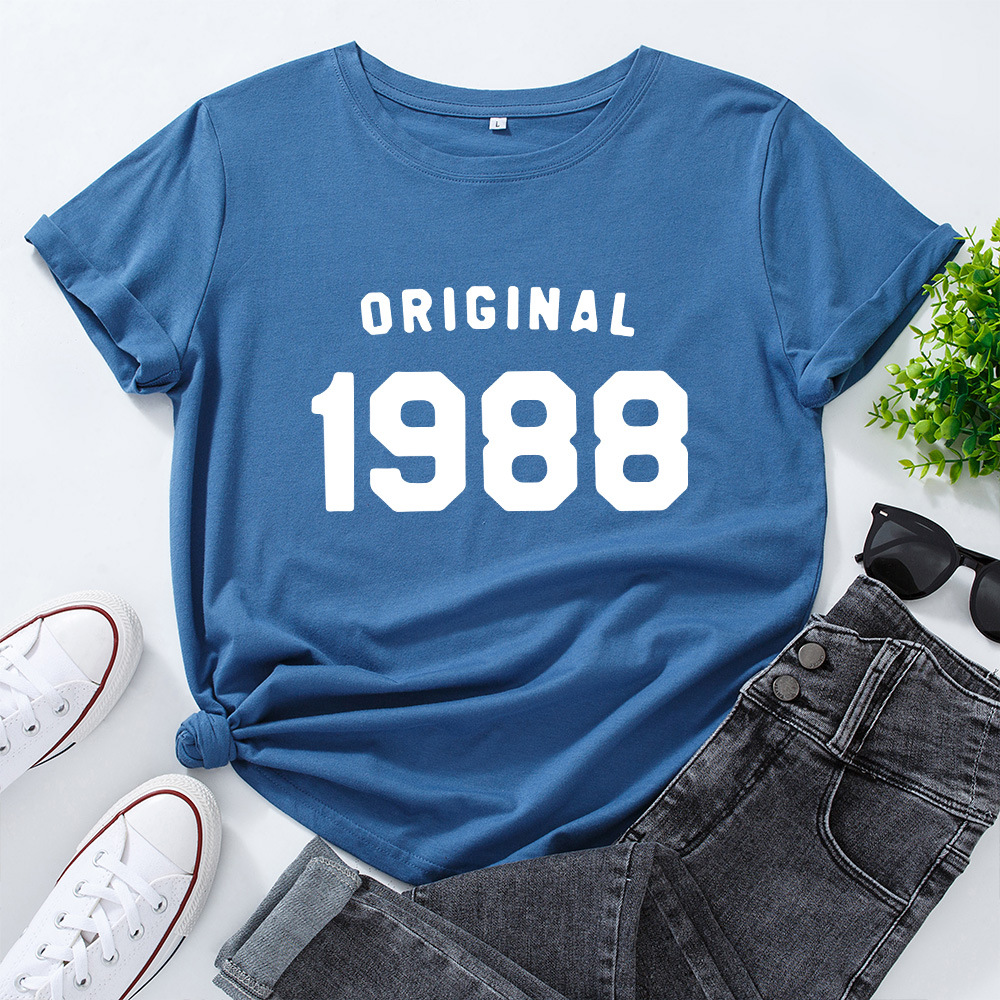 Original 1988 Letter Print Women T Shirt Short Sleeve O Neck Loose Women Tshirt Ladies Tee Shirt Tops Clothes Camisetas Mujer