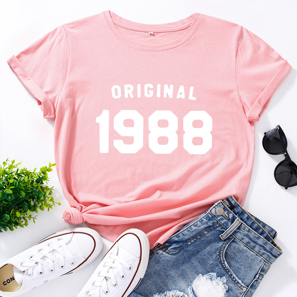 Original 1988 Letter Print Women T Shirt Short Sleeve O Neck Loose Women Tshirt Ladies Tee Shirt Tops Clothes Camisetas Mujer