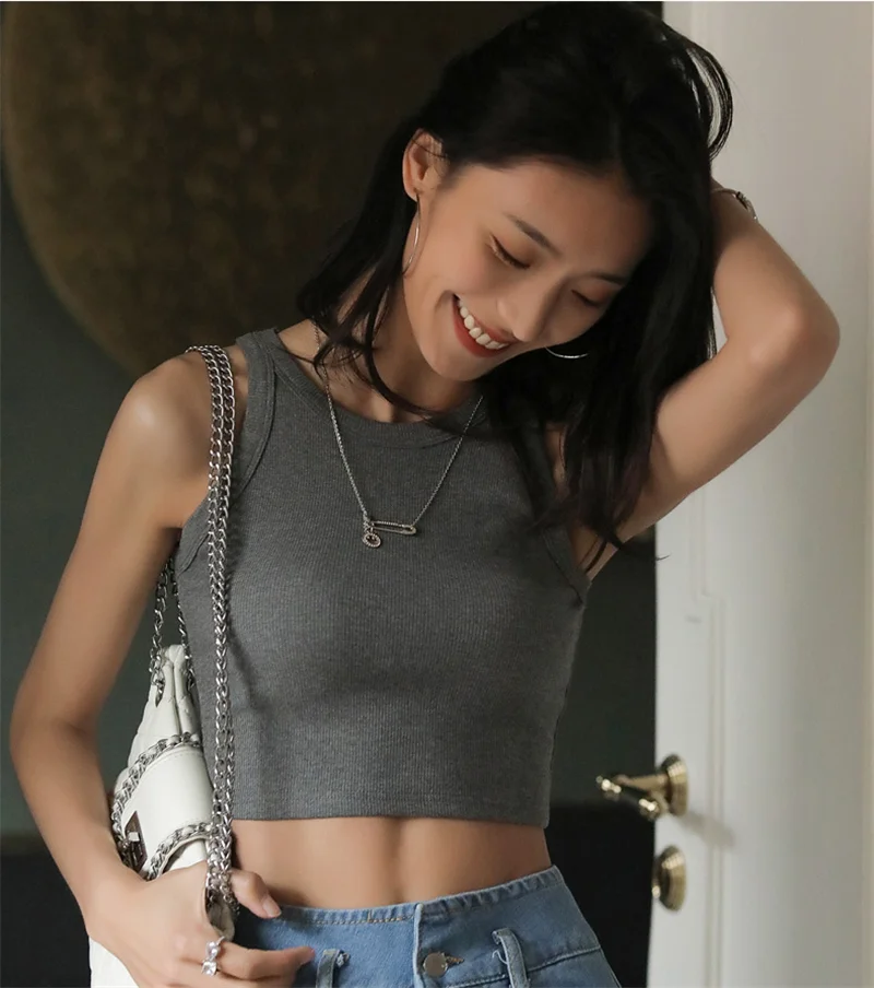 DOIAESKV White Tank Tops Women Summer Sexy Crop Tops Femme Casual Fitness Short Black Vest Off Shoulder Women Camisole Tops Tees