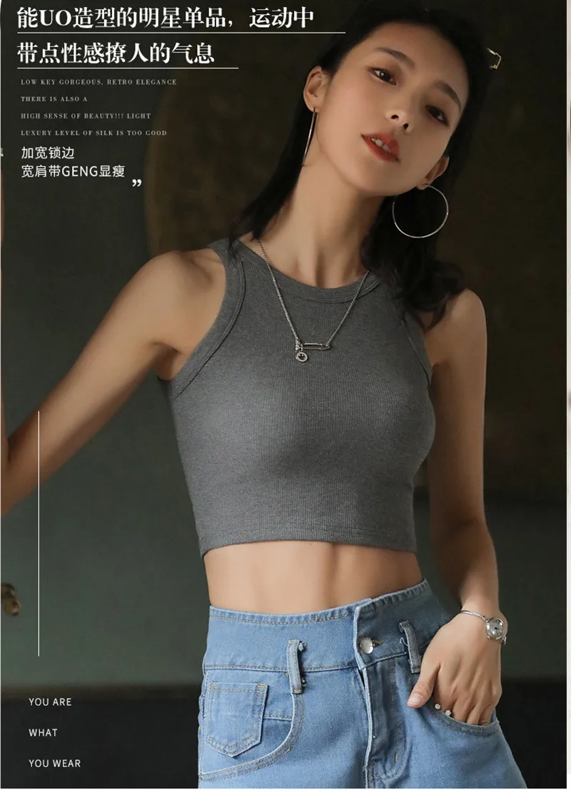 DOIAESKV White Tank Tops Women Summer Sexy Crop Tops Femme Casual Fitness Short Black Vest Off Shoulder Women Camisole Tops Tees