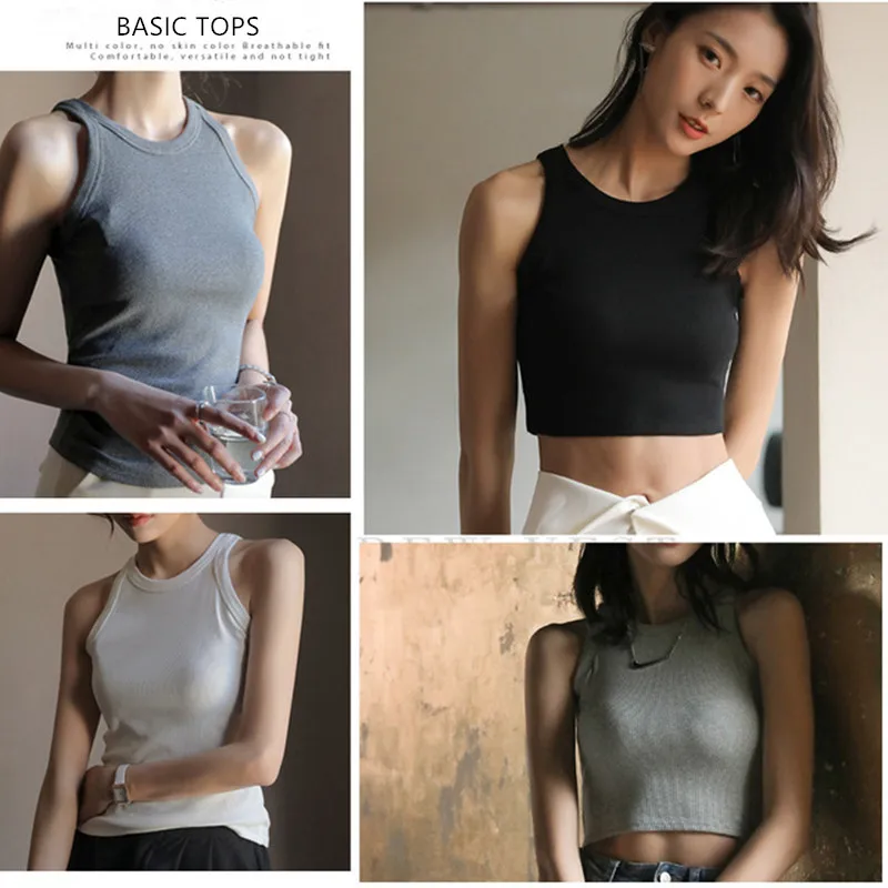 DOIAESKV White Tank Tops Women Summer Sexy Crop Tops Femme Casual Fitness Short Black Vest Off Shoulder Women Camisole Tops Tees
