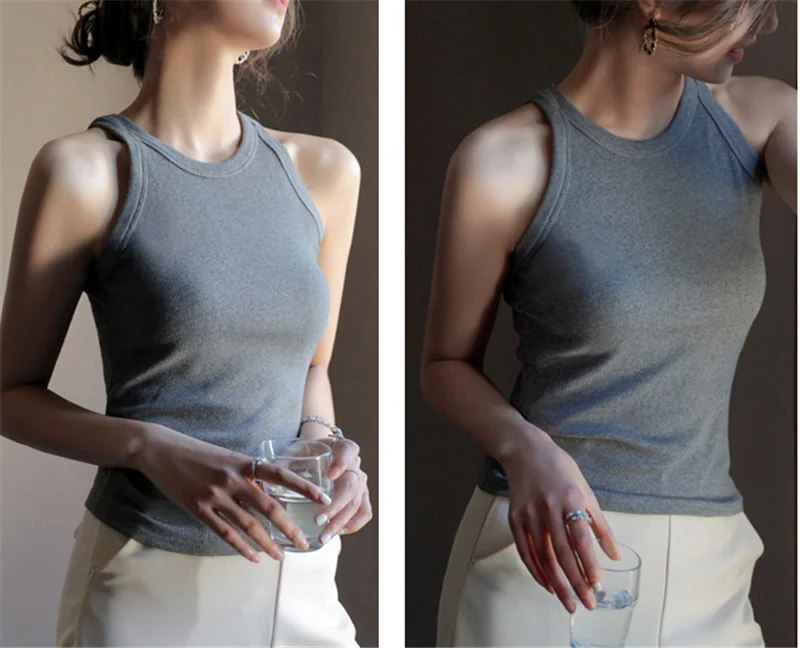DOIAESKV White Tank Tops Women Summer Sexy Crop Tops Femme Casual Fitness Short Black Vest Off Shoulder Women Camisole Tops Tees