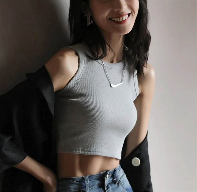 DOIAESKV White Tank Tops Women Summer Sexy Crop Tops Femme Casual Fitness Short Black Vest Off Shoulder Women Camisole Tops Tees