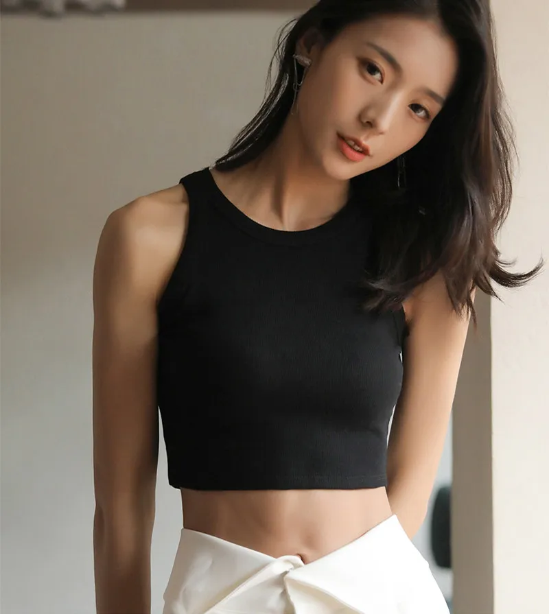 DOIAESKV White Tank Tops Women Summer Sexy Crop Tops Femme Casual Fitness Short Black Vest Off Shoulder Women Camisole Tops Tees