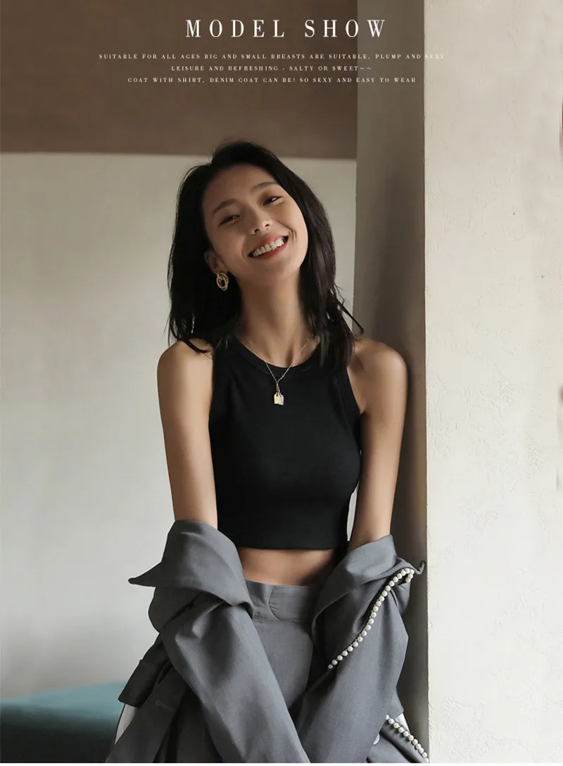 DOIAESKV White Tank Tops Women Summer Sexy Crop Tops Femme Casual Fitness Short Black Vest Off Shoulder Women Camisole Tops Tees