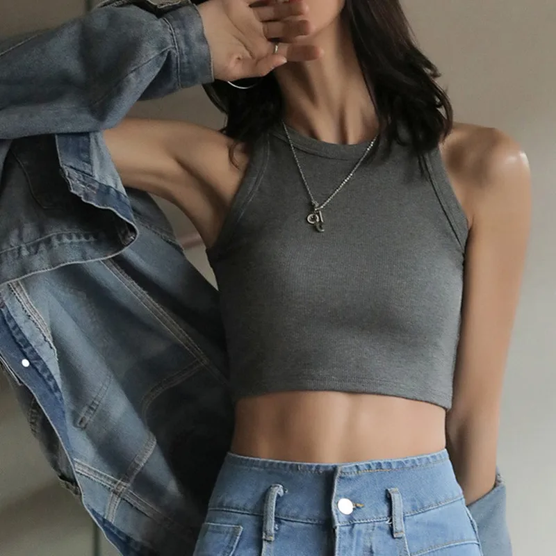 DOIAESKV White Tank Tops Women Summer Sexy Crop Tops Femme Casual Fitness Short Black Vest Off Shoulder Women Camisole Tops Tees