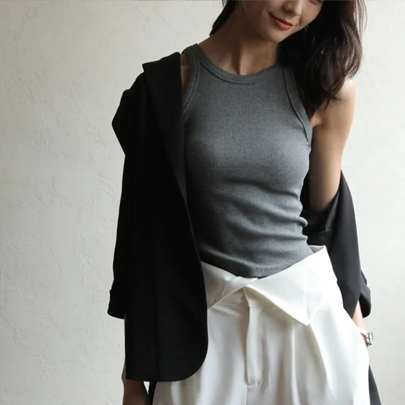 DOIAESKV White Tank Tops Women Summer Sexy Crop Tops Femme Casual Fitness Short Black Vest Off Shoulder Women Camisole Tops Tees
