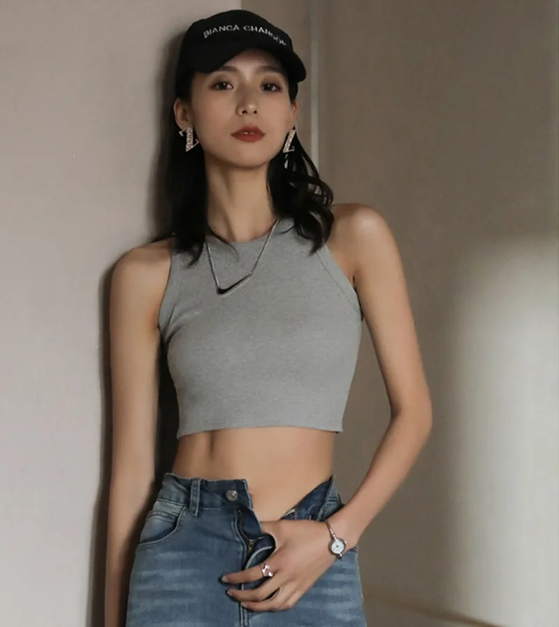 DOIAESKV White Tank Tops Women Summer Sexy Crop Tops Femme Casual Fitness Short Black Vest Off Shoulder Women Camisole Tops Tees