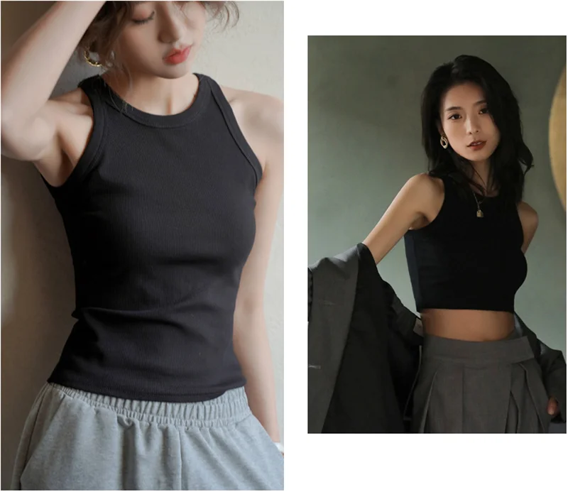 DOIAESKV White Tank Tops Women Summer Sexy Crop Tops Femme Casual Fitness Short Black Vest Off Shoulder Women Camisole Tops Tees
