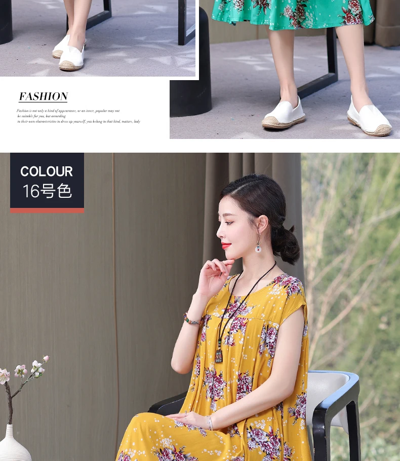 New Fashion Hot Arrival Casual 2026 Summer Dress Print Loose O-Neck Cotton Women Clothing Dresses Plus Size