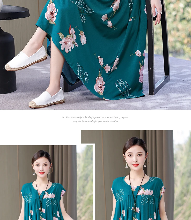 New Fashion Hot Arrival Casual 2026 Summer Dress Print Loose O-Neck Cotton Women Clothing Dresses Plus Size