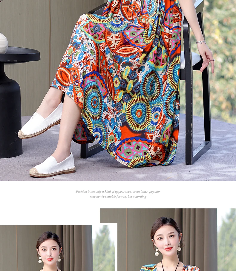 New Fashion Hot Arrival Casual 2026 Summer Dress Print Loose O-Neck Cotton Women Clothing Dresses Plus Size