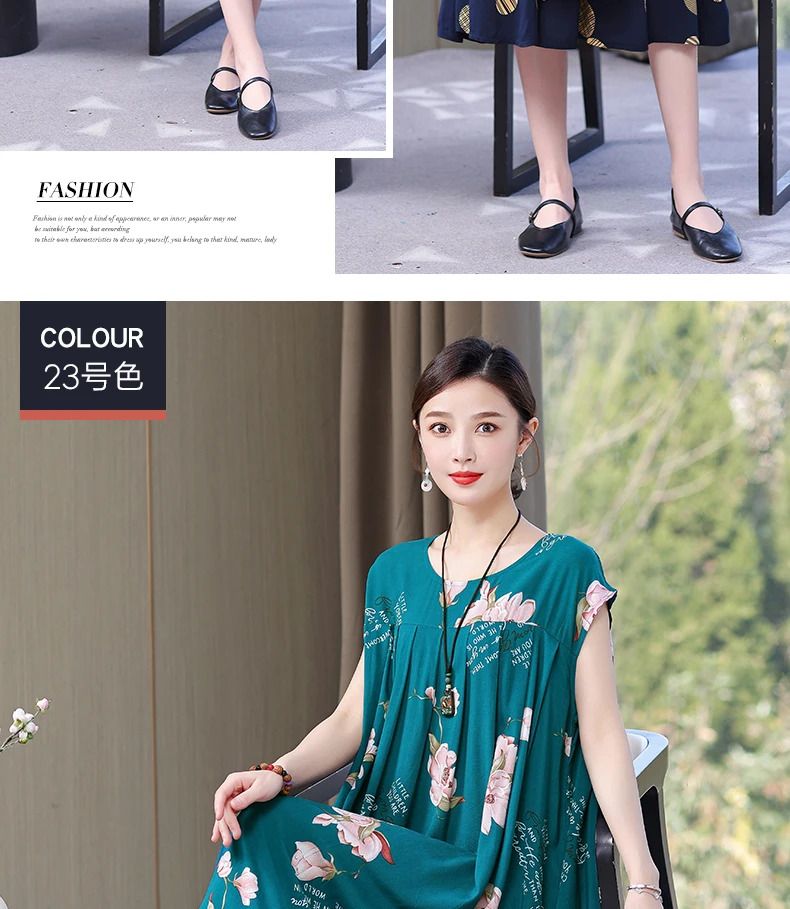 New Fashion Hot Arrival Casual 2026 Summer Dress Print Loose O-Neck Cotton Women Clothing Dresses Plus Size