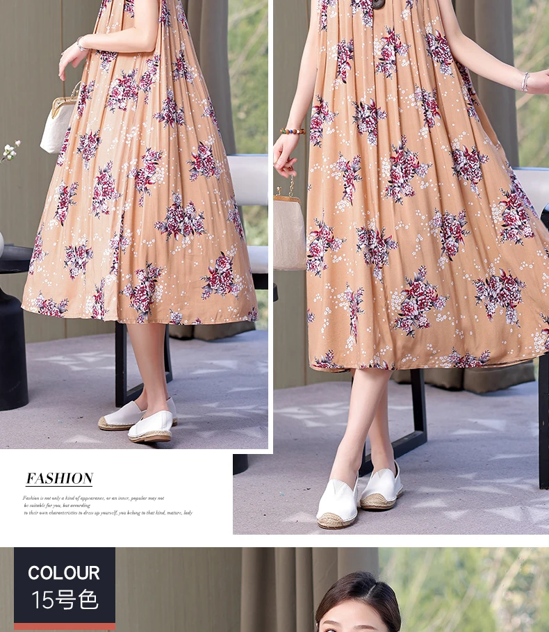 New Fashion Hot Arrival Casual 2026 Summer Dress Print Loose O-Neck Cotton Women Clothing Dresses Plus Size