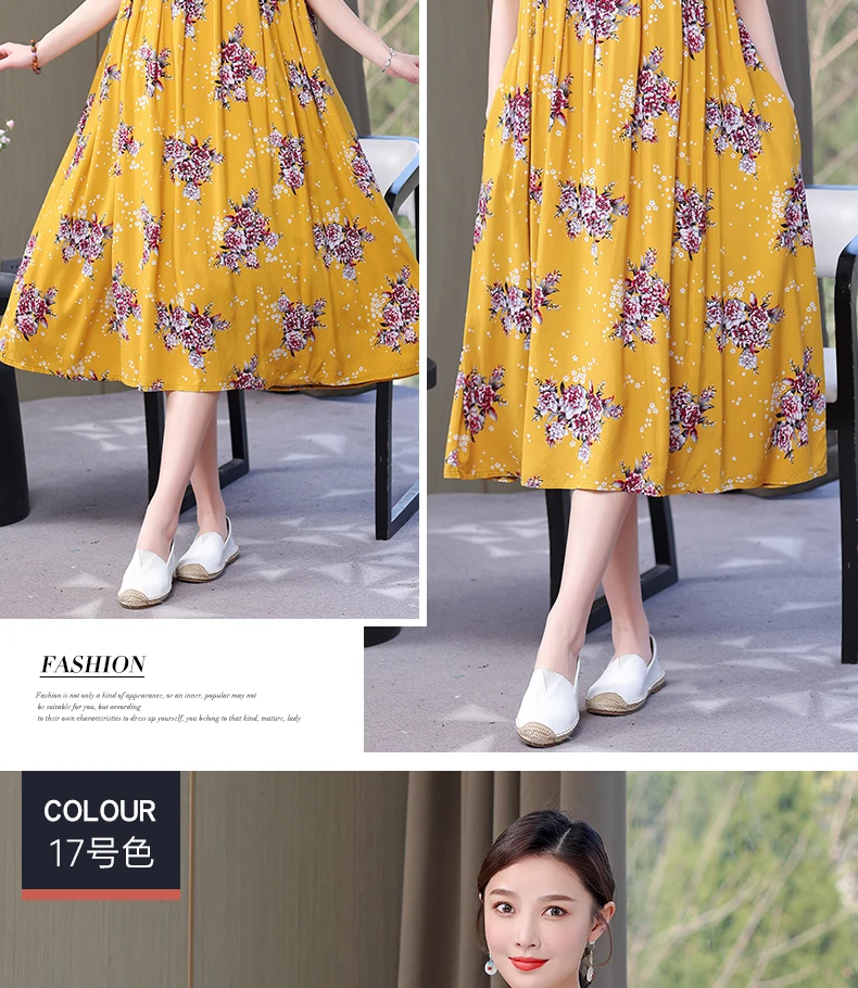 New Fashion Hot Arrival Casual 2026 Summer Dress Print Loose O-Neck Cotton Women Clothing Dresses Plus Size