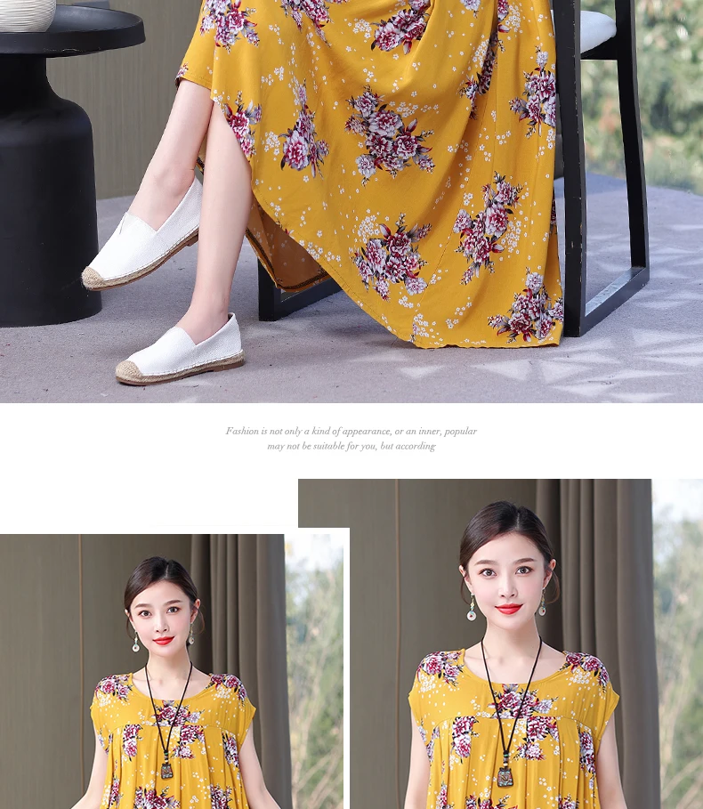 New Fashion Hot Arrival Casual 2026 Summer Dress Print Loose O-Neck Cotton Women Clothing Dresses Plus Size