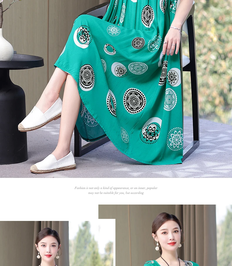 New Fashion Hot Arrival Casual 2026 Summer Dress Print Loose O-Neck Cotton Women Clothing Dresses Plus Size