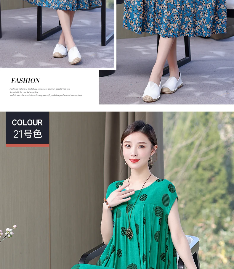 New Fashion Hot Arrival Casual 2026 Summer Dress Print Loose O-Neck Cotton Women Clothing Dresses Plus Size