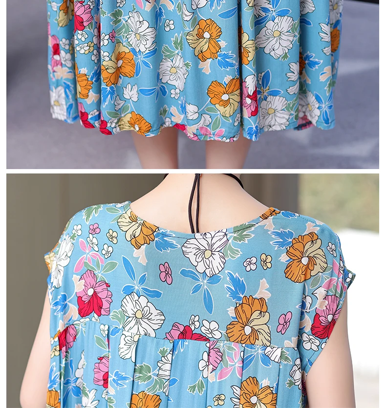 New Fashion Hot Arrival Casual 2026 Summer Dress Print Loose O-Neck Cotton Women Clothing Dresses Plus Size