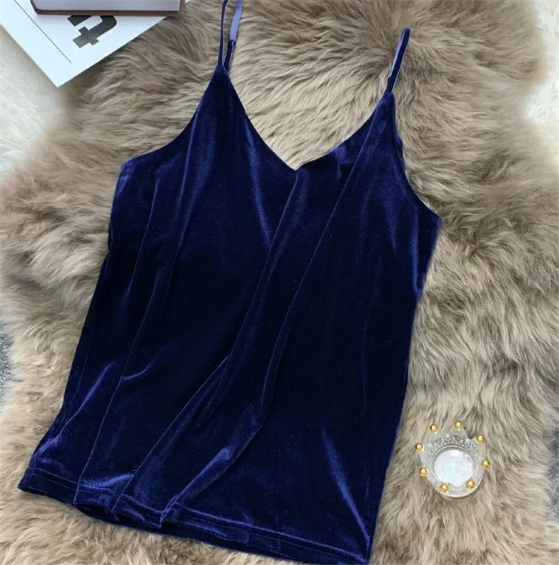 Blusa Mujer Moda Fashion Sexy Women Velour Tank Crop Top Summer Korean Streetwear Gold Velvet Camisole Elegant Vest Plus Size