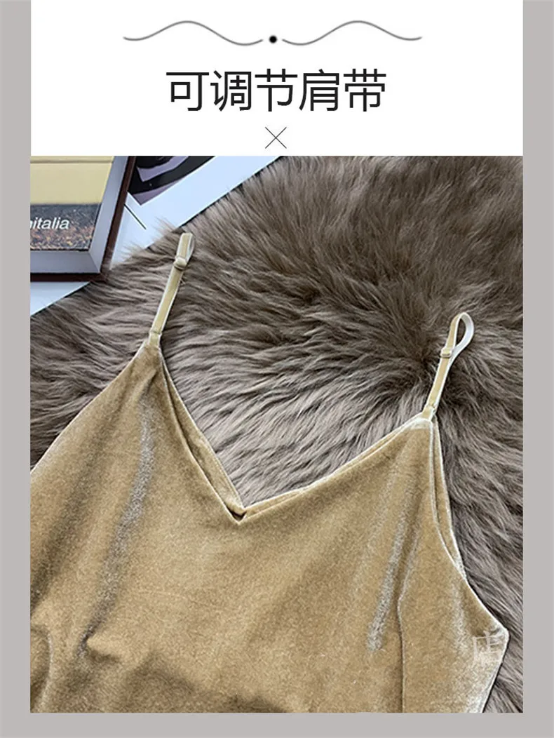 Blusa Mujer Moda Fashion Sexy Women Velour Tank Crop Top Summer Korean Streetwear Gold Velvet Camisole Elegant Vest Plus Size