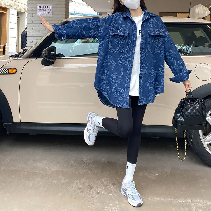 Denim Shirt Women's Korean Version Loose Mid-Length 2022 New Spring Net Red Design Niche Shirt Jacket Ladies Denim Jacket W3167
