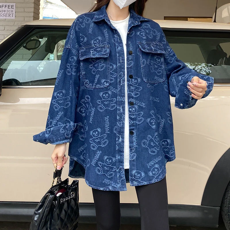 Denim Shirt Women's Korean Version Loose Mid-Length 2022 New Spring Net Red Design Niche Shirt Jacket Ladies Denim Jacket W3167