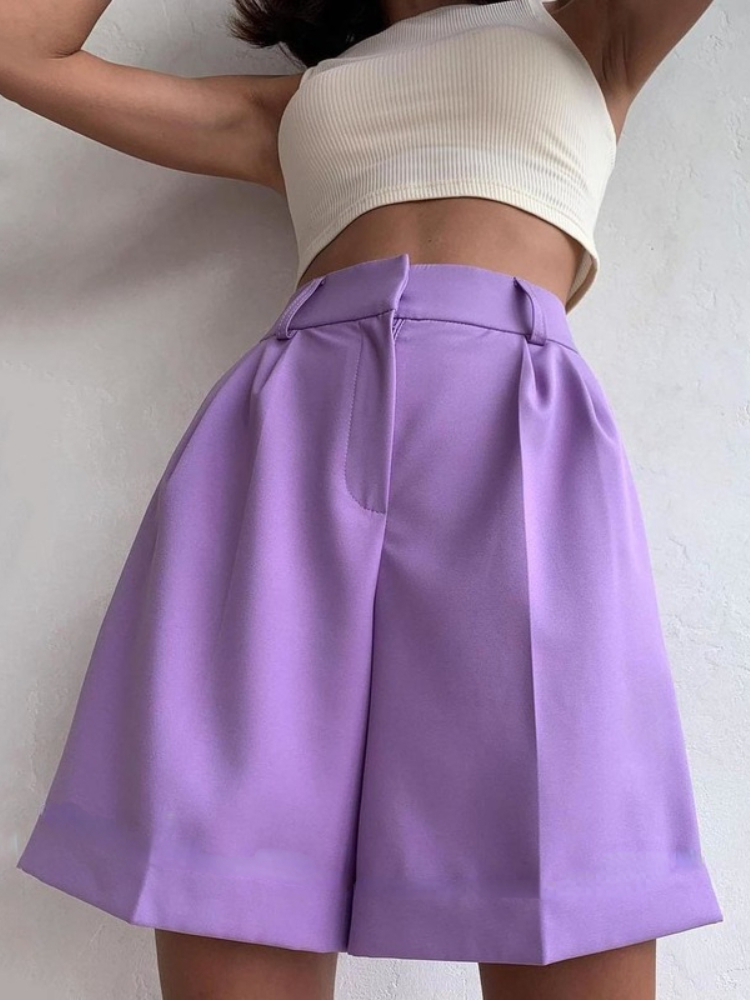 Women's Summer Shorts 2025 Long with High Waist Female Loose White Classic Knee-Length Office Wide Women's Shorts Black Candy
