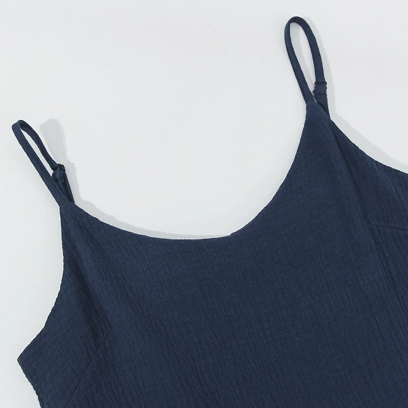 Muslin 100% Cotton Gauze Women'S Dress Sexy Adjustable Strap Sleeveless Open Side Maix Long Dress Summer Comfortable Outfit