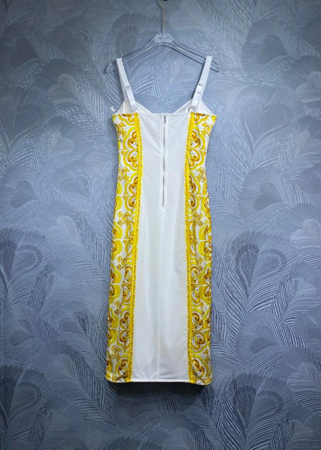 Summer Silk Bustier Midi Dress Women's Elegant Spaghetti Strap Porcelain Print Beach Party Sexy Bodycon Vacation Evening Dress