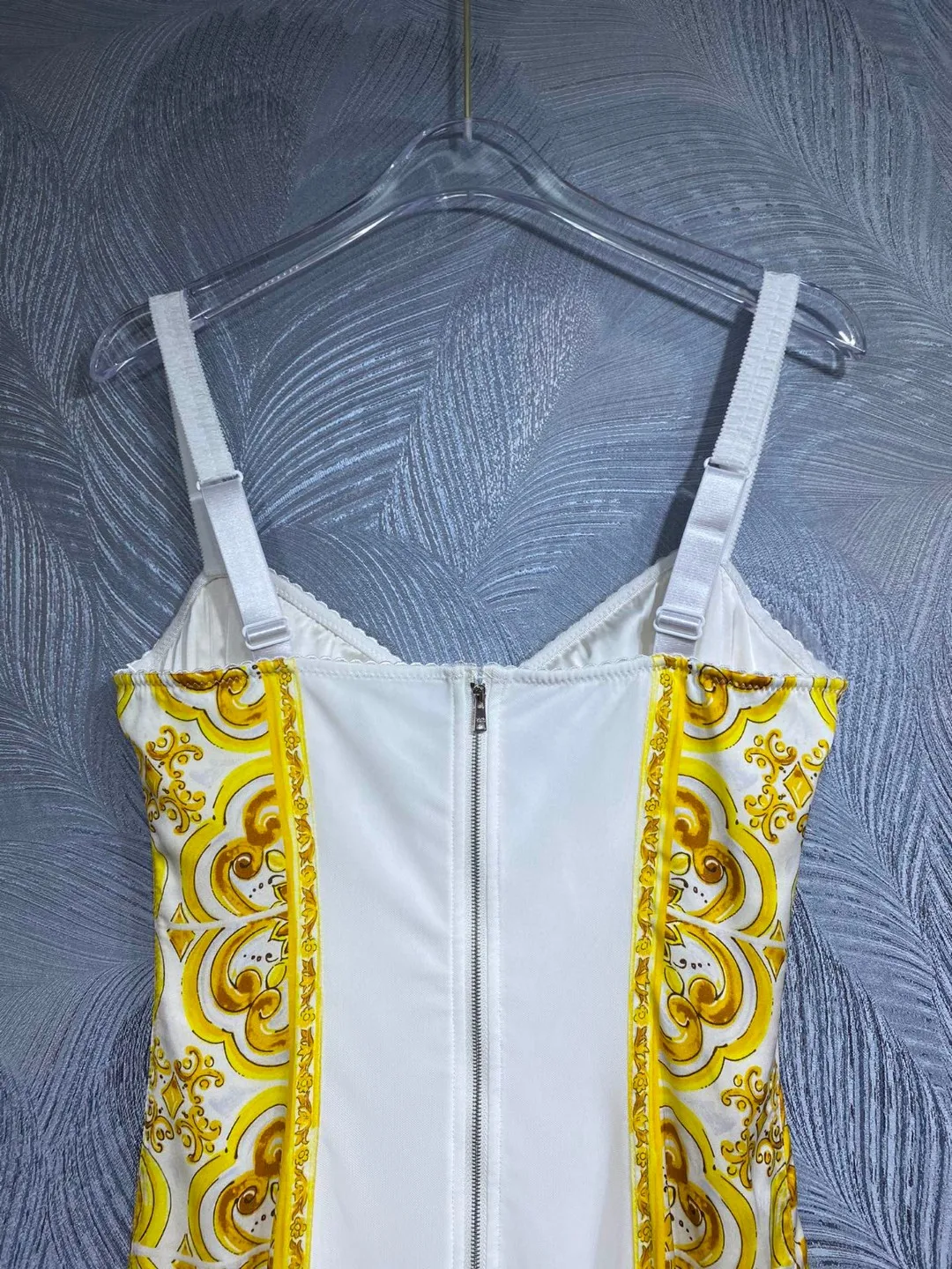 Summer Silk Bustier Midi Dress Women's Elegant Spaghetti Strap Porcelain Print Beach Party Sexy Bodycon Vacation Evening Dress
