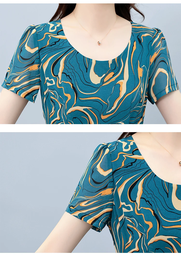 Summer Blue Print Short Sleeve Midi Dress Women Fashion Elegant Casual Holiday Robe 2024 Korean Bodycon Party Evening Long Dress