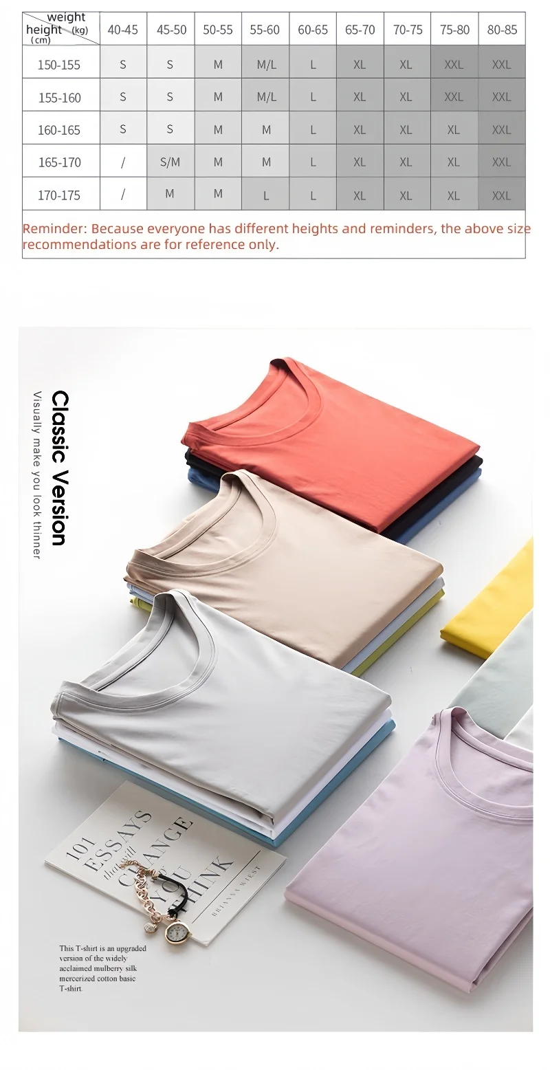 Women's T-Shirt, Short Sleeve, V Neck Tees, O Neck, Silk Cotton,Solid, Monochromatic, Summer Tops