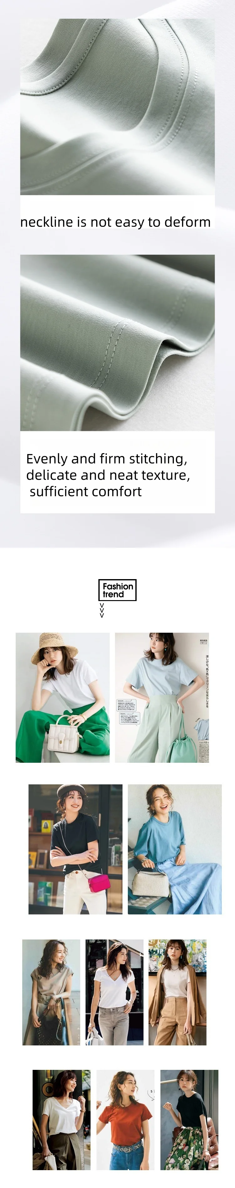 Women's T-Shirt, Short Sleeve, V Neck Tees, O Neck, Silk Cotton,Solid, Monochromatic, Summer Tops