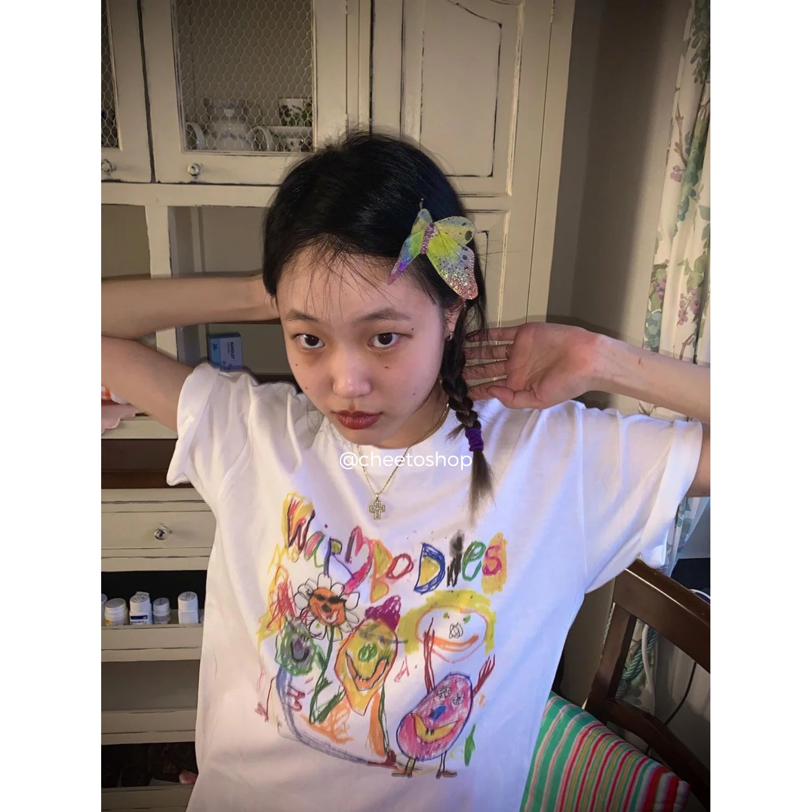 Karrram Fairy Grunge Short Sleeve T-shirts Cartoon Graffiti Print Tee Shirts Graphic Korean Fashion Tops Summer Streetwear Y2k