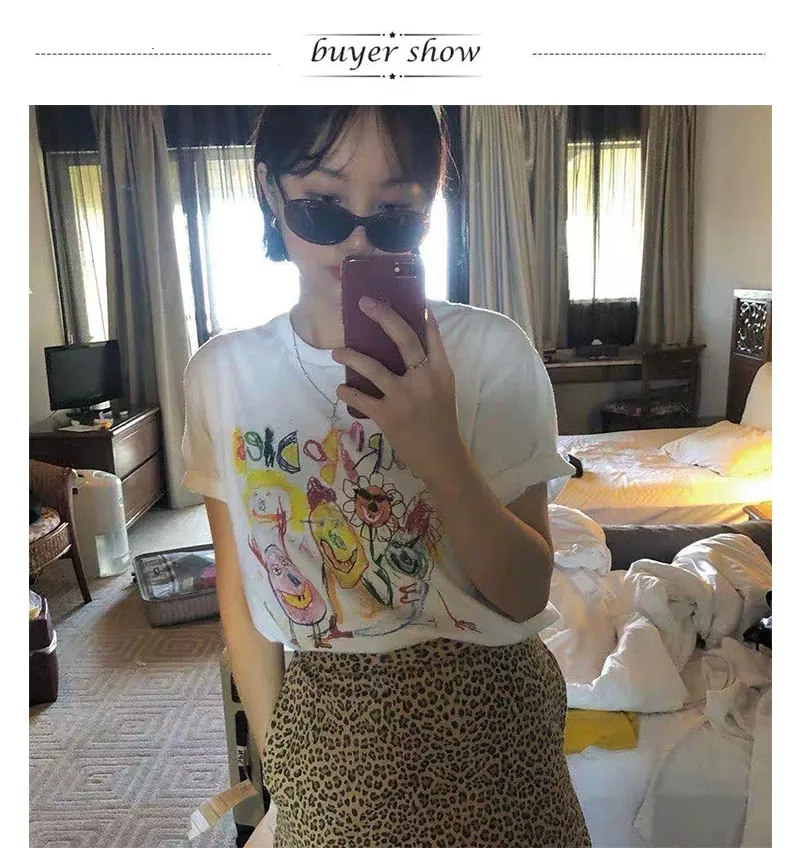 Karrram Fairy Grunge Short Sleeve T-shirts Cartoon Graffiti Print Tee Shirts Graphic Korean Fashion Tops Summer Streetwear Y2k