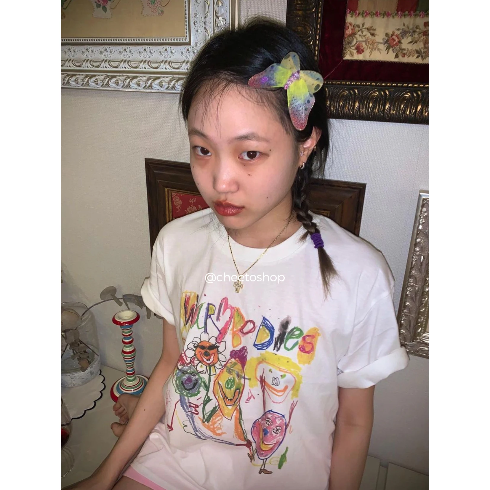Karrram Fairy Grunge Short Sleeve T-shirts Cartoon Graffiti Print Tee Shirts Graphic Korean Fashion Tops Summer Streetwear Y2k