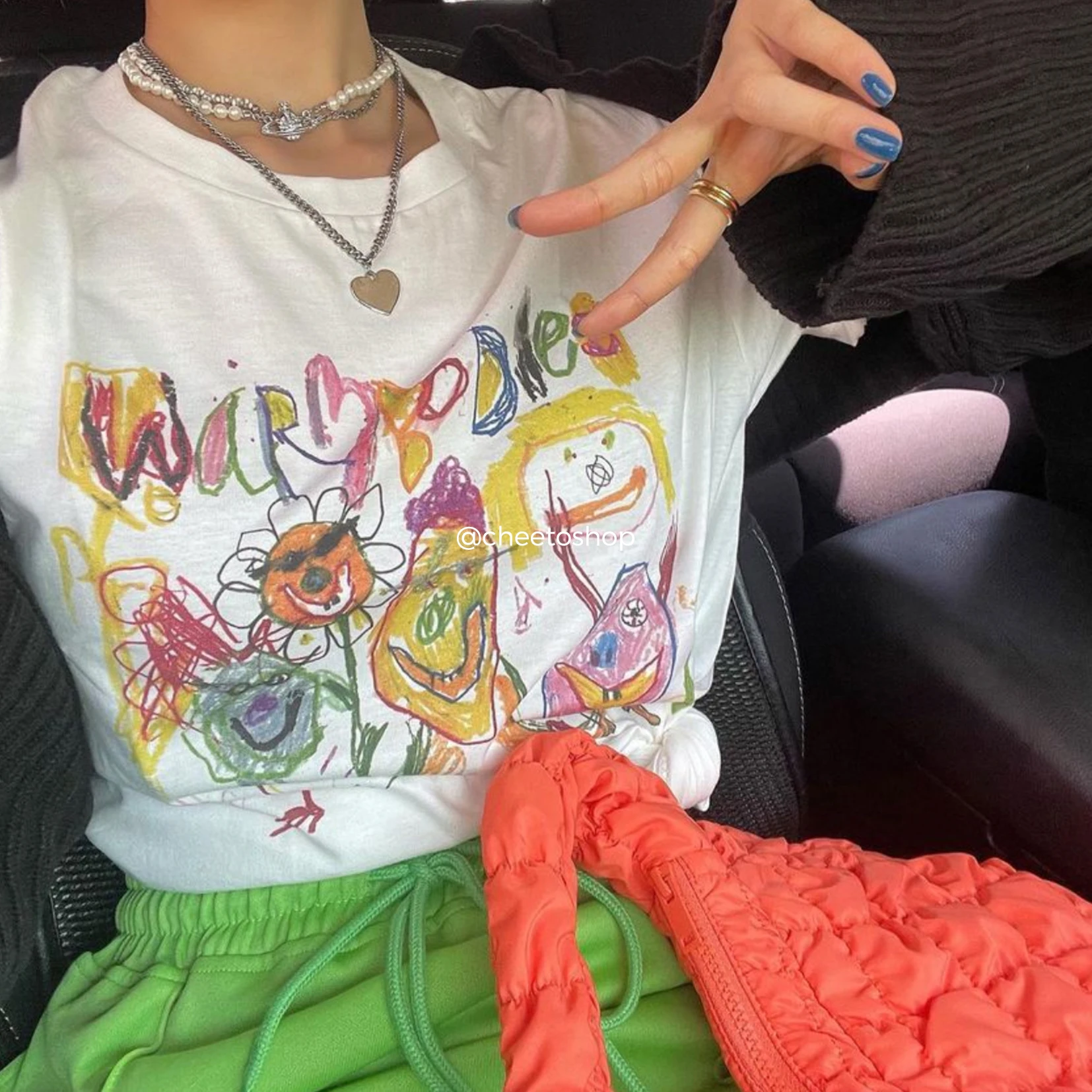 Karrram Fairy Grunge Short Sleeve T-shirts Cartoon Graffiti Print Tee Shirts Graphic Korean Fashion Tops Summer Streetwear Y2k