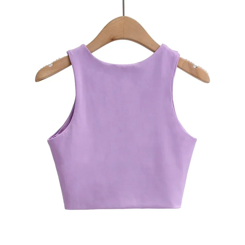 2024 Summer Fashion Women Sexy Slim Tops O-neck Sleeveless Double Nylon Ladies Good Quality Tank Tops 6 Colors
