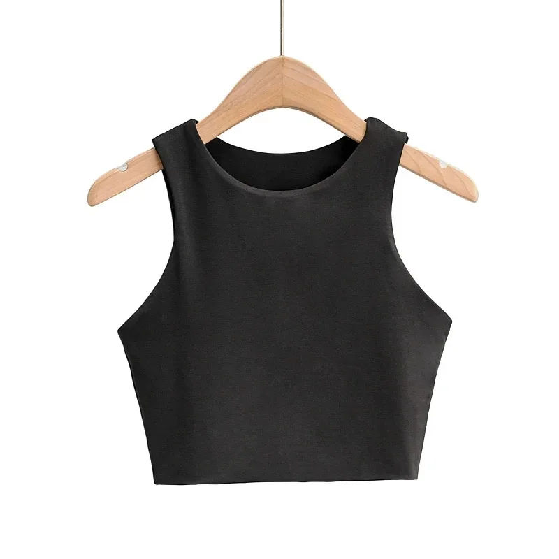 2024 Summer Fashion Women Sexy Slim Tops O-neck Sleeveless Double Nylon Ladies Good Quality Tank Tops 6 Colors