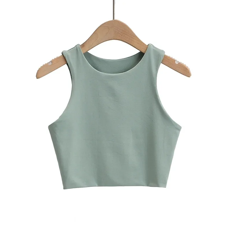 2024 Summer Fashion Women Sexy Slim Tops O-neck Sleeveless Double Nylon Ladies Good Quality Tank Tops 6 Colors