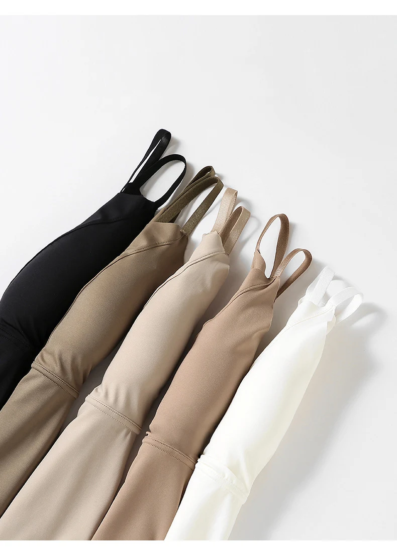 Summer Nylon Solid Color Camisole Women Sexy Beautiful Back Underwear With Chest Pad Seamless Vest Elastic Tight Slim Tank Tops
