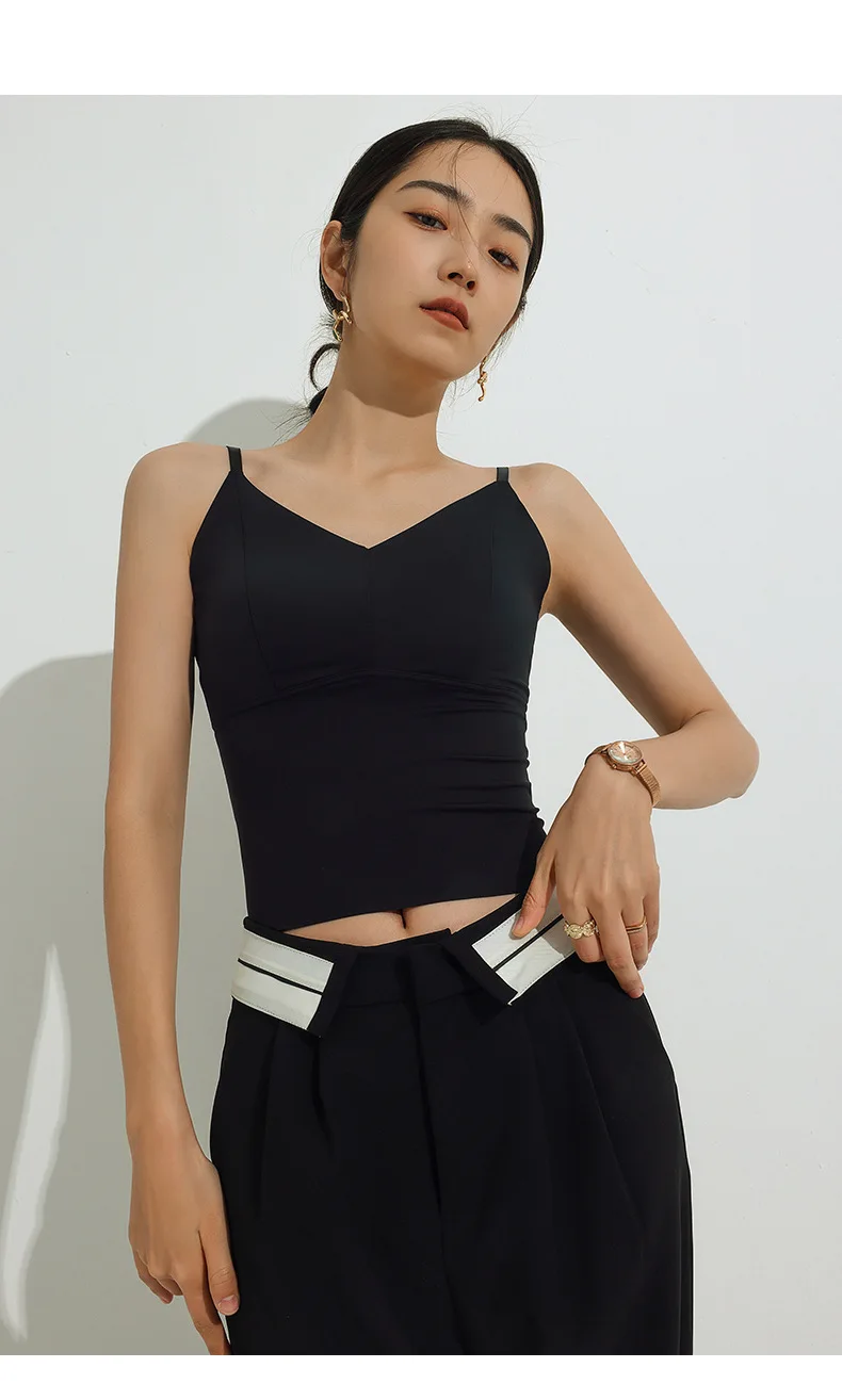 Summer Nylon Solid Color Camisole Women Sexy Beautiful Back Underwear With Chest Pad Seamless Vest Elastic Tight Slim Tank Tops