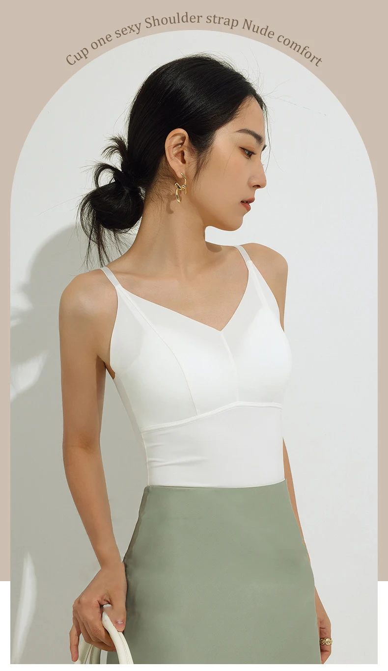 Summer Nylon Solid Color Camisole Women Sexy Beautiful Back Underwear With Chest Pad Seamless Vest Elastic Tight Slim Tank Tops