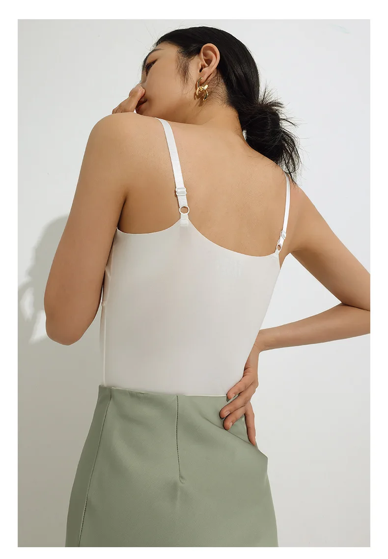 Summer Nylon Solid Color Camisole Women Sexy Beautiful Back Underwear With Chest Pad Seamless Vest Elastic Tight Slim Tank Tops
