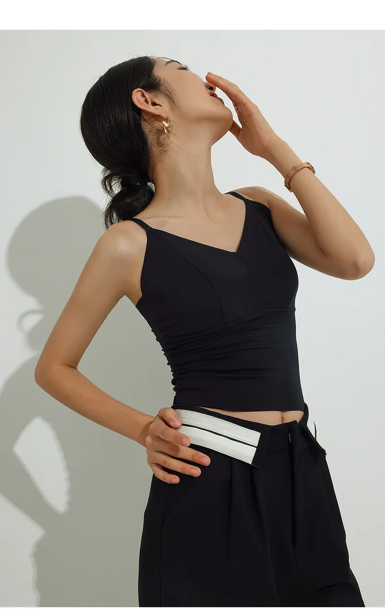 Summer Nylon Solid Color Camisole Women Sexy Beautiful Back Underwear With Chest Pad Seamless Vest Elastic Tight Slim Tank Tops