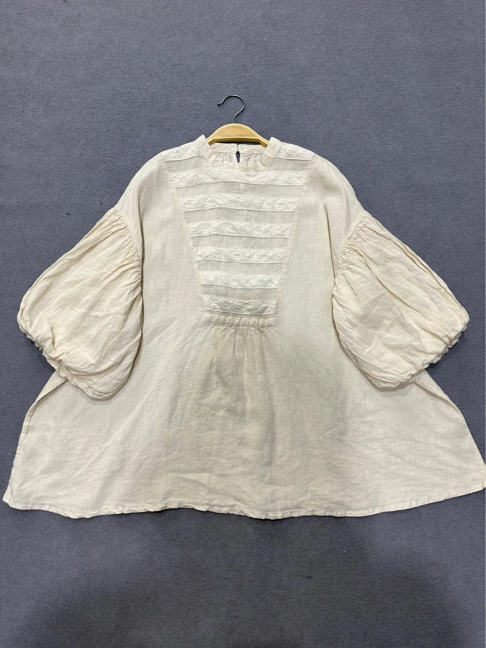 Johnature New Japanese High-quality Linen Blouses Summer Lace Court-style Lantern Sleeves Loose Vintage Shirt Women