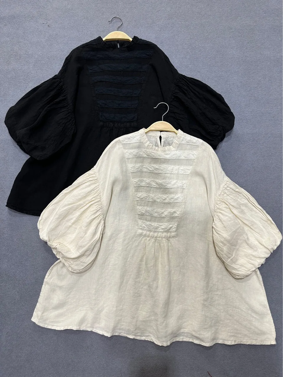 Johnature New Japanese High-quality Linen Blouses Summer Lace Court-style Lantern Sleeves Loose Vintage Shirt Women
